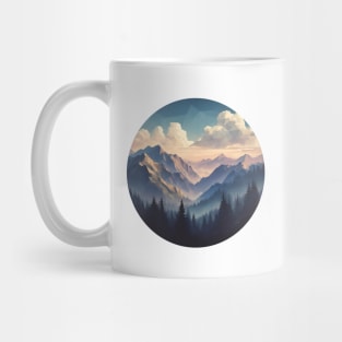 Low Poly Mountain Forest at Sunset Mug